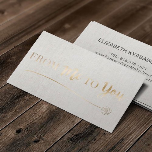 Custom Faux Foil Gold Logo Elegant Linen Business Card