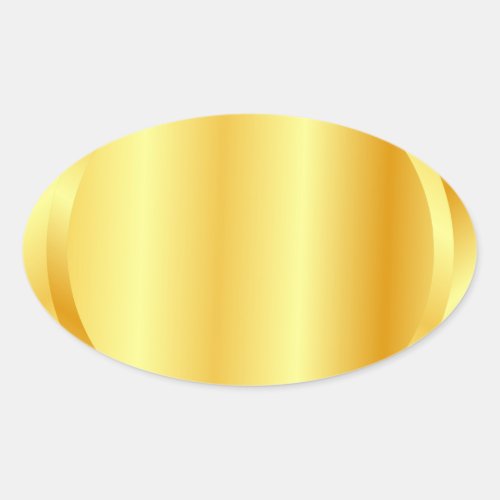 Custom Faux Gold Blank Template Metallic Look Oval Sticker