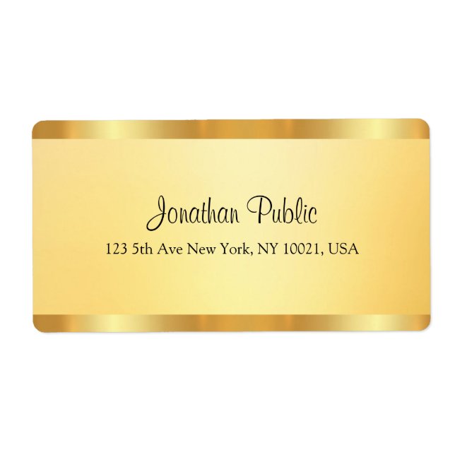 Custom Faux Gold Calligraphed Script Template Label (Front)