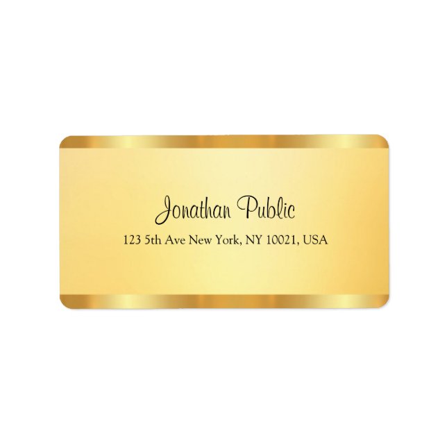 Custom Faux Gold Calligraphy Script Name Template Label (Front)