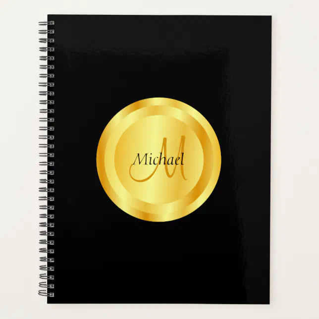 Custom Faux Gold Elegant Black Template Planner | Zazzle