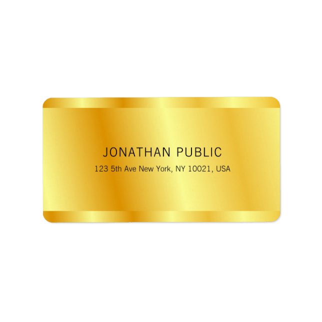 Custom Faux Gold Elegant Glamorous Template Label (Front)