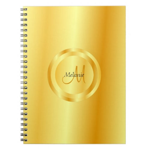 Custom Faux Gold Elegant Modern Monogram Template Notebook