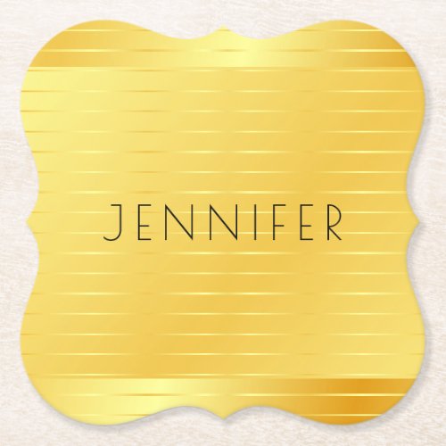 Custom Faux Gold Elegant Modern Template Square Pa Paper Coaster