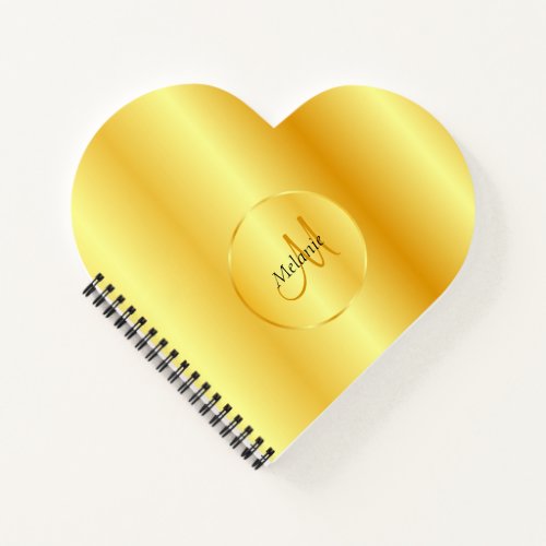 Custom Faux Gold Elegant Mono gram Template Notebook