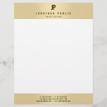 Custom Faux Gold Elegant Monogram Glamour Modern Letterhead<br><div class="desc">Custom Faux Gold Elegant Monogram Glamour Modern Template Letterhead.</div>