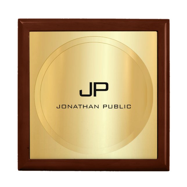 Custom Faux Gold Elegant Monogram Template Gift Box (Front)
