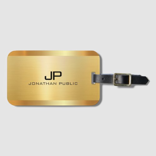 Custom Faux Gold Elegant Monogram Template Luggage Tag