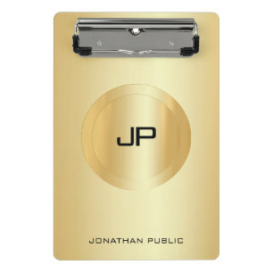 Custom Faux Gold Elegant Monogram Template Mini Clipboard