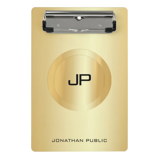 Custom Faux Gold Elegant Monogram Template Mini Clipboard (Front)