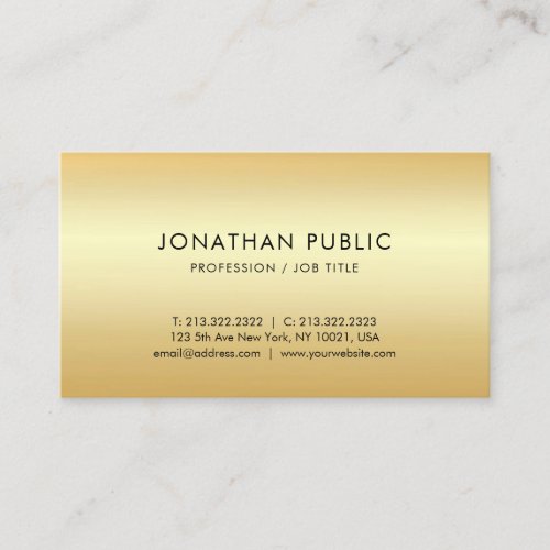 Custom Faux Gold Elegant Simple Modern Template Business Card