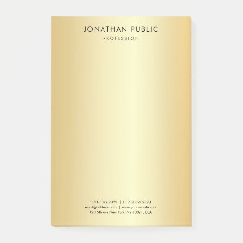 Custom Faux Gold Elegant Simple Template Modern Post_it Notes