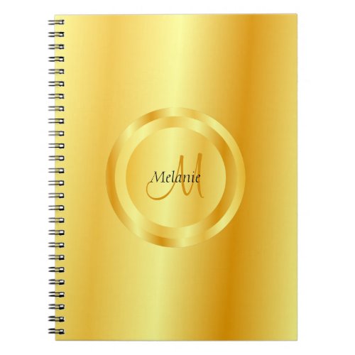 Custom Faux Gold Elegant Template Monogram Notebook