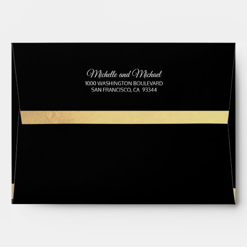 Custom Faux Gold Foil Insert BLACK Wedding Envelope