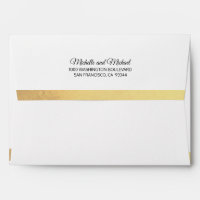 Custom Faux Gold Foil Insert White Wedding Envelope