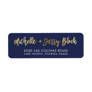 CUSTOM faux gold foil names navy + gold BLOCK Label