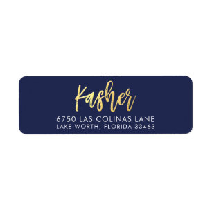 CUSTOM faux gold foil names navy + gold KASHER Label