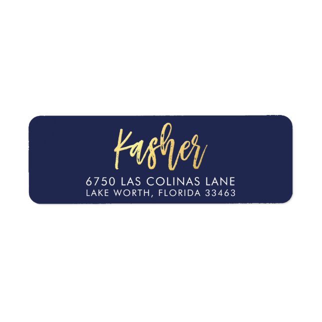 CUSTOM faux gold foil names navy + gold KASHER Label (Front)