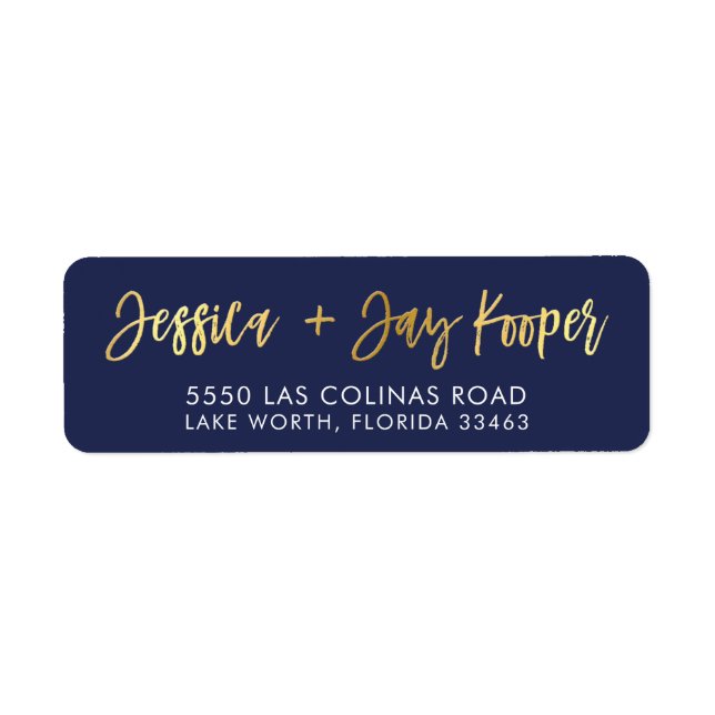 CUSTOM faux gold foil names navy + gold KOOPER Label (Front)