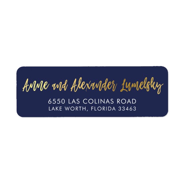 CUSTOM faux gold foil names navy + gold Label (Front)