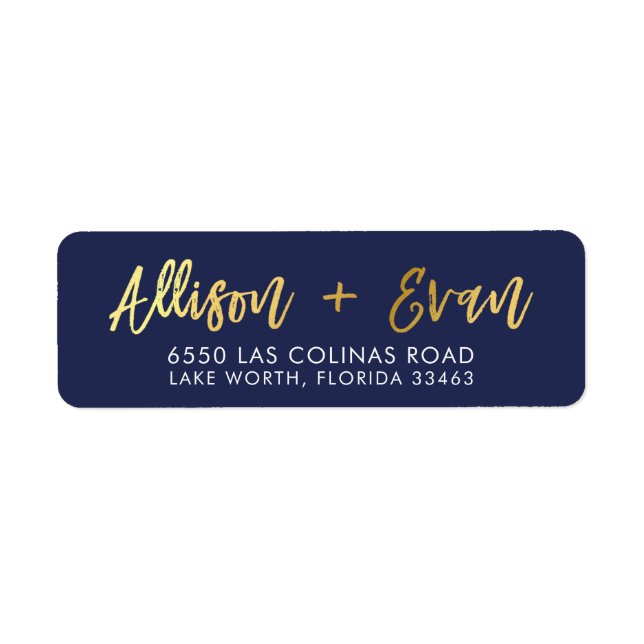 CUSTOM faux gold foil names navy + gold Label (Front)
