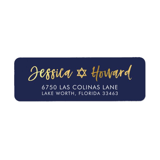 CUSTOM faux gold foil names navy + gold ZACHARY Label (Front)