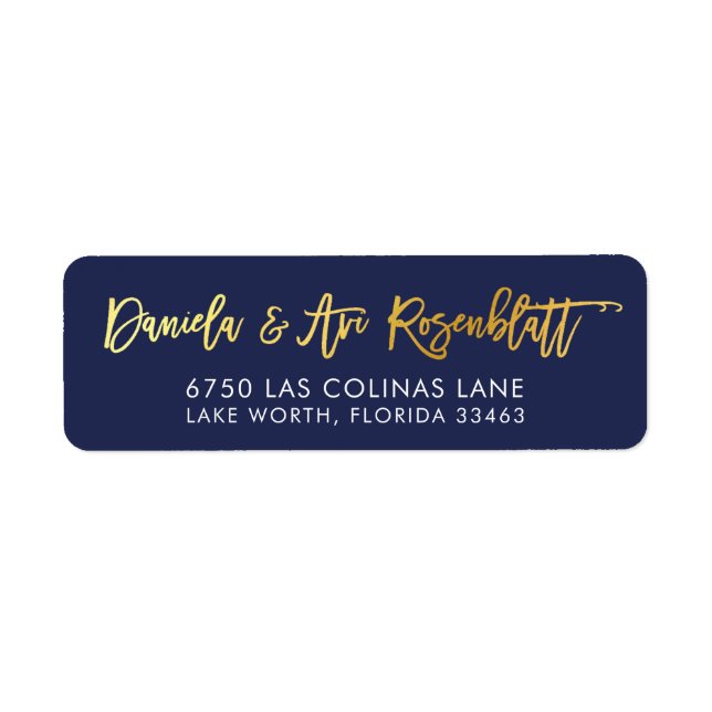 CUSTOM faux gold foil names navy + gold ZACHARY Label (Front)