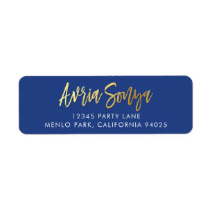 CUSTOM faux gold foil names royal blue AVRIA SONYA Label