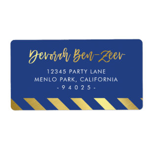 CUSTOM faux gold foil names royal blue DEVORAH Label
