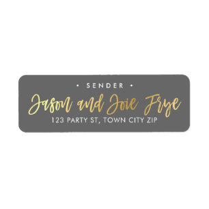 CUSTOM faux gold foil script names grey + gold Label