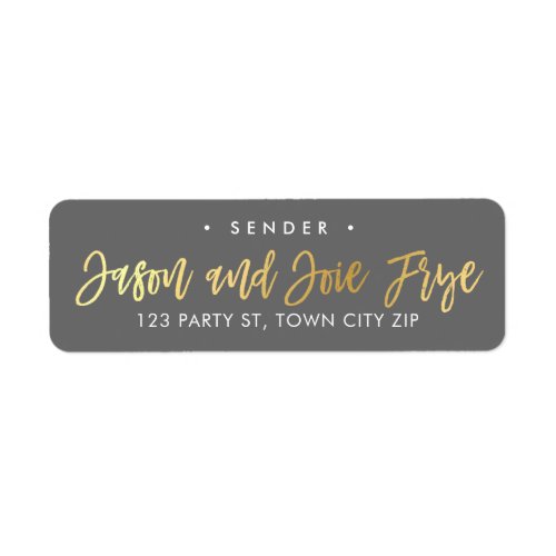 CUSTOM faux gold foil script names grey  gold Label