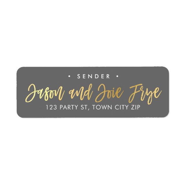 CUSTOM faux gold foil script names grey + gold Label (Front)