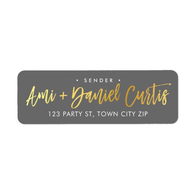 CUSTOM faux gold foil script names grey + gold Label (Front)