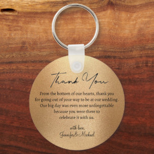 Custom Faux Gold Foil Wedding Guest Thank You Keychain