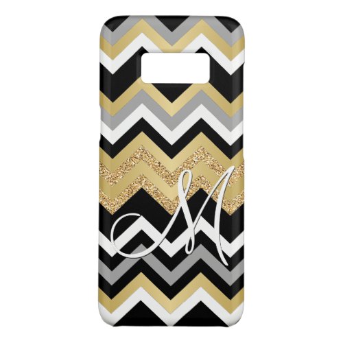 Custom Faux Gold Glitter Bling Chevron Zigzag Art Case_Mate Samsung Galaxy S8 Case