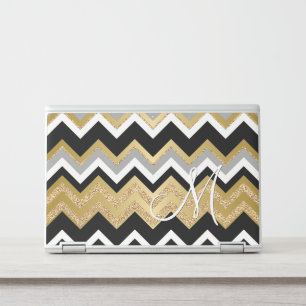 Custom Faux Gold Glitter Bling Chevron Zigzag Art HP Laptop Skin
