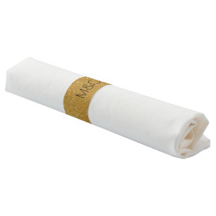 Custom faux gold glitter print wedding napkin band