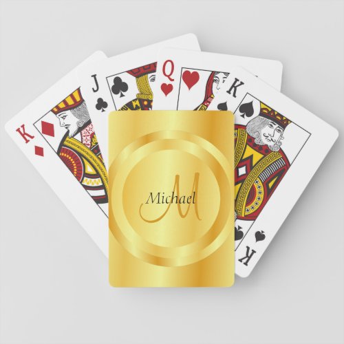 Custom Faux Gold Initial Monogram Modern Elegant Playing Cards