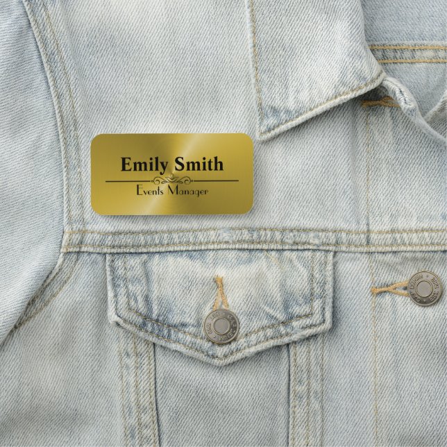 Custom Faux Gold Magnetic Name Badge (In Situ)