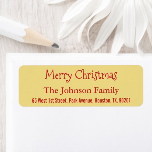 Custom Faux Gold Merry Christmas Return Address Label