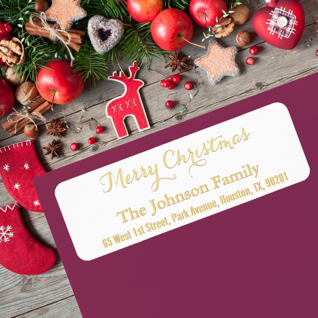 Custom Faux Gold Merry Christmas Return Address Label (Custom Faux Gold Merry Christmas Return Address Label)