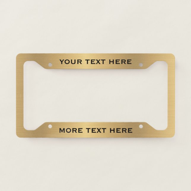 Custom Faux Gold Metallic Cool License Plate Frame (Front)
