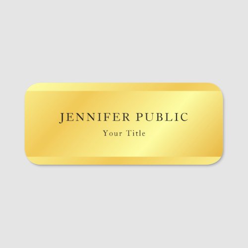 Custom Faux Gold Metallic Look Elegant Modern Name Tag