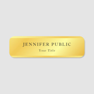 Custom Faux Gold Metallic Look Elegant Template Name Tag