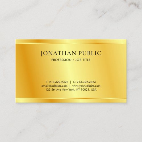 Custom Faux Gold Metallic Look Modern Template Business Card