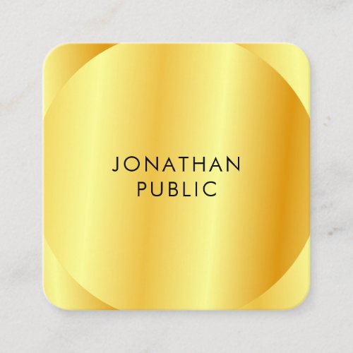 Custom Faux Gold Metallic Look Modern Template Square Business Card