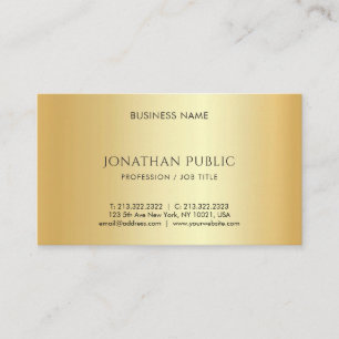 Custom Faux Gold Minimalist Personalized Template Business Card
