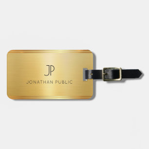 Custom Faux Gold Modern Elegant Monogram Template Luggage Tag
