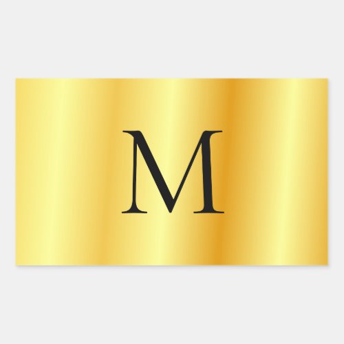 Custom Faux Gold Modern Elegant Monogram Template Rectangular Sticker