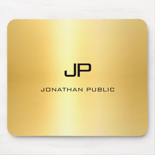 Custom Faux Gold Modern Elegant Template Mouse Pad (Front)